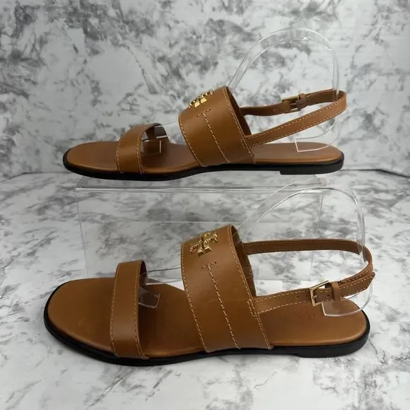 Tory Burch Mini Everly Back Strap Sandal Size 11 Antique Tan Vanchetta Leather - Picture 3 of 11